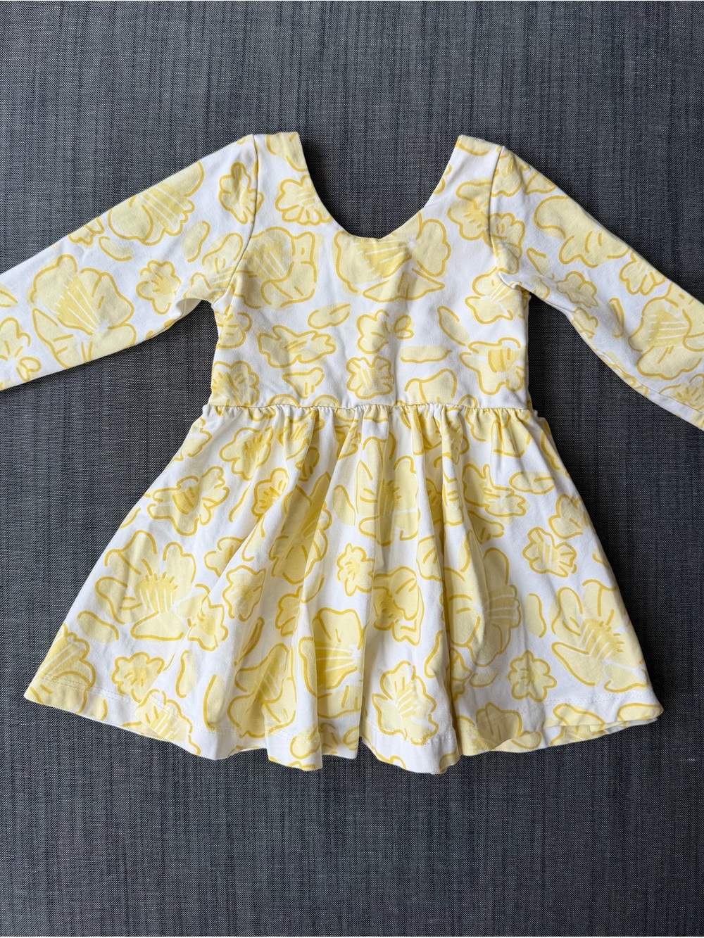 Girls' Yellow Floral Long-Sleeve Twirl Dress